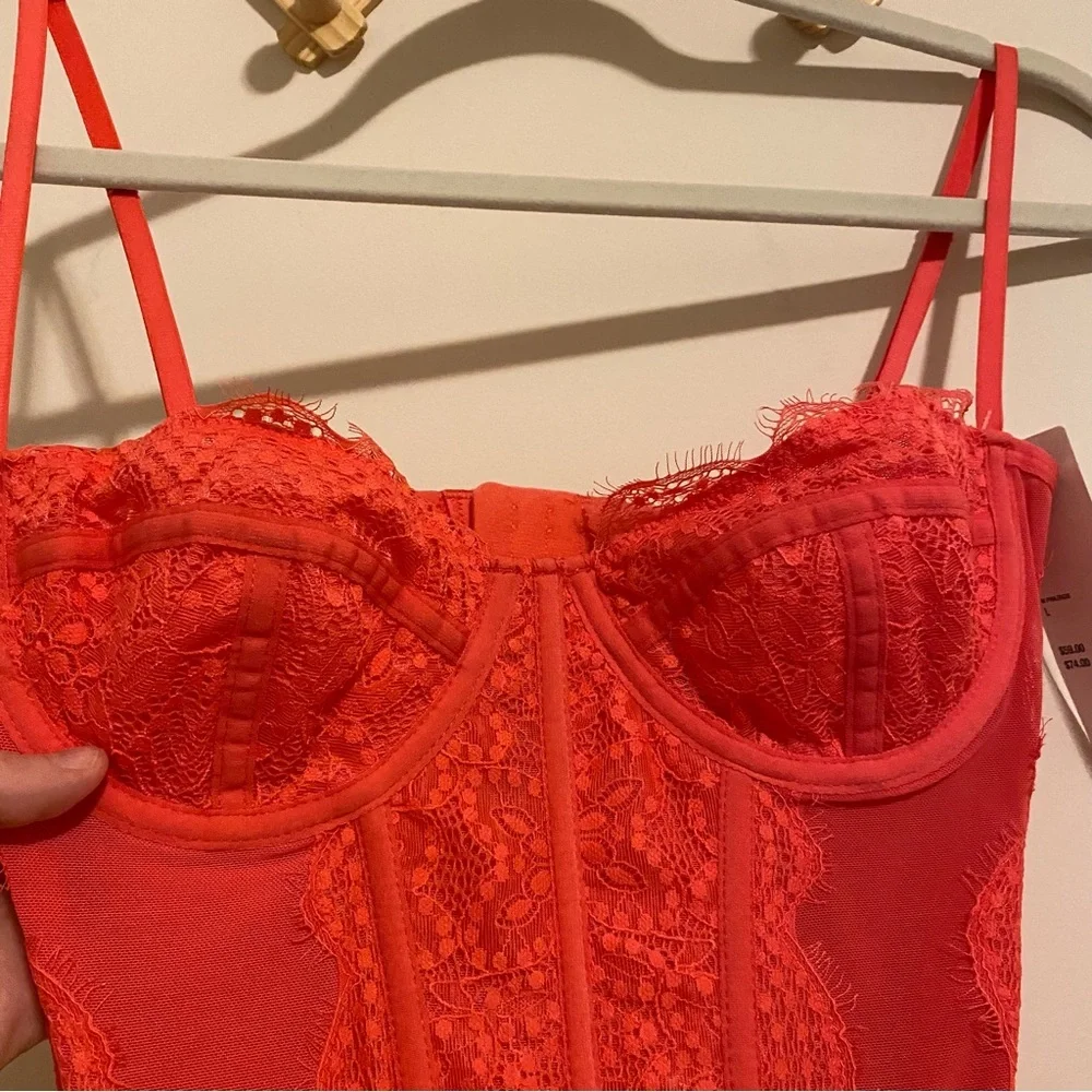 NWT Urban Outfitters Hot Pink Structured Corset Top size Large